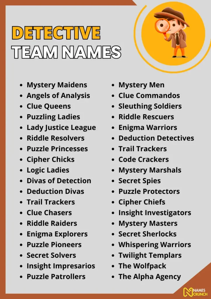 Detective Team Names infographic