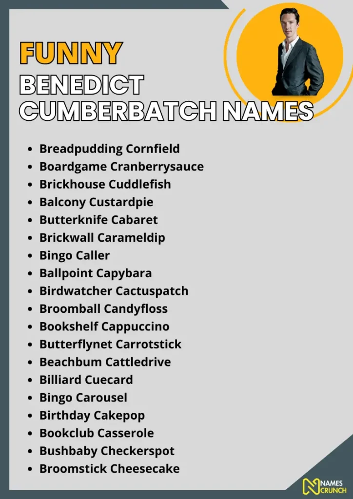 Funny Benedict Cumberbatch Names infographic