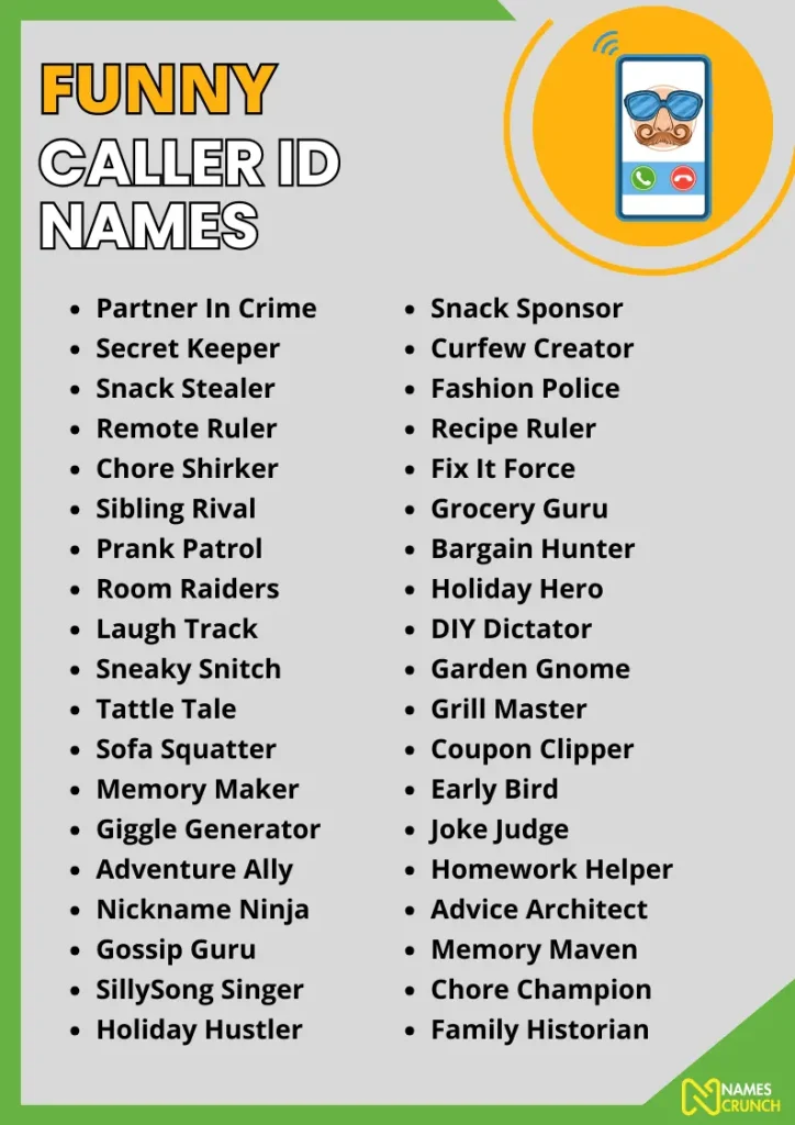 Funny Caller ID Names infographic