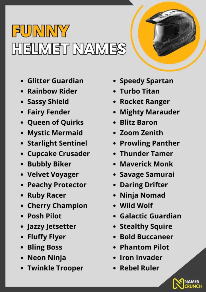 Funny Helmet Names infographic