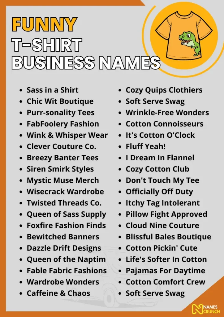 Funny T-Shirt Business Names infographic