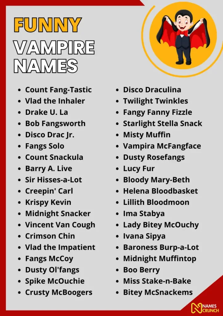 Funny Vampire Names infographic