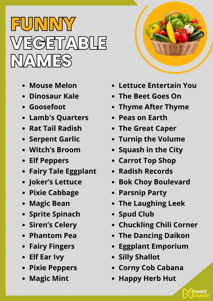 Funny Vegetable Names infographic