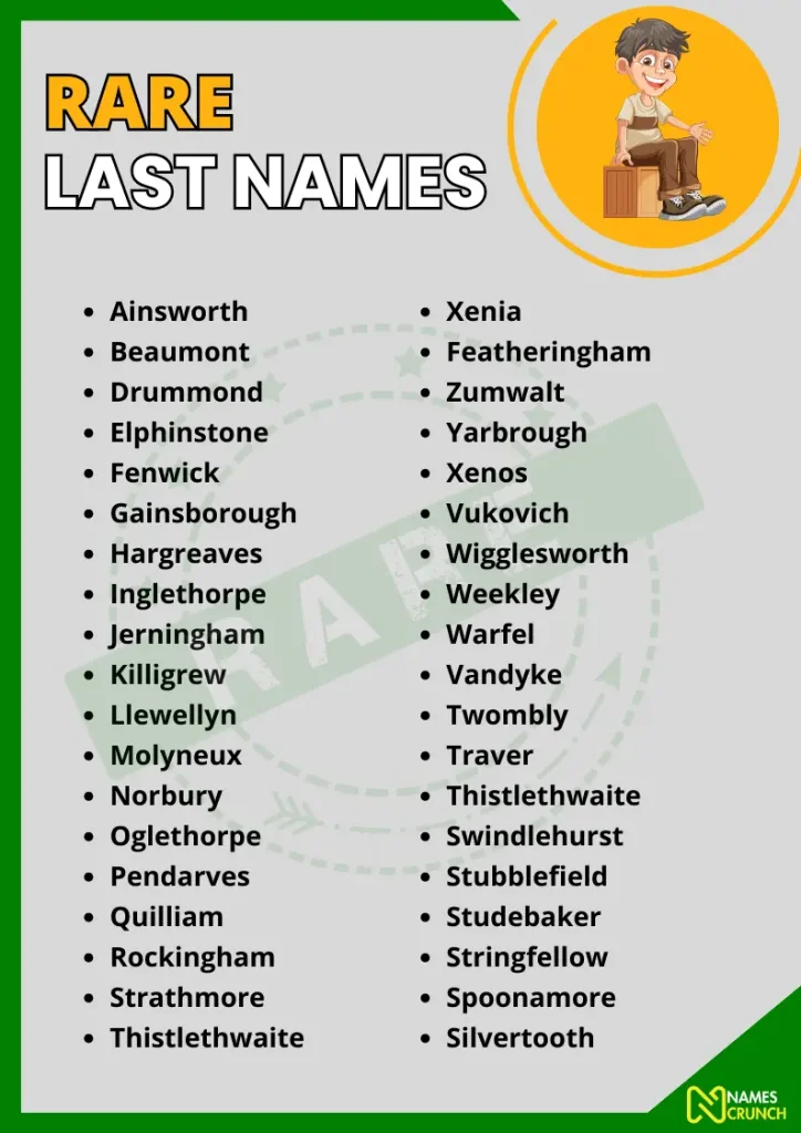 Rare Last Names infographic