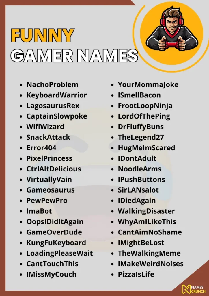 Funny Gamer Names infographic