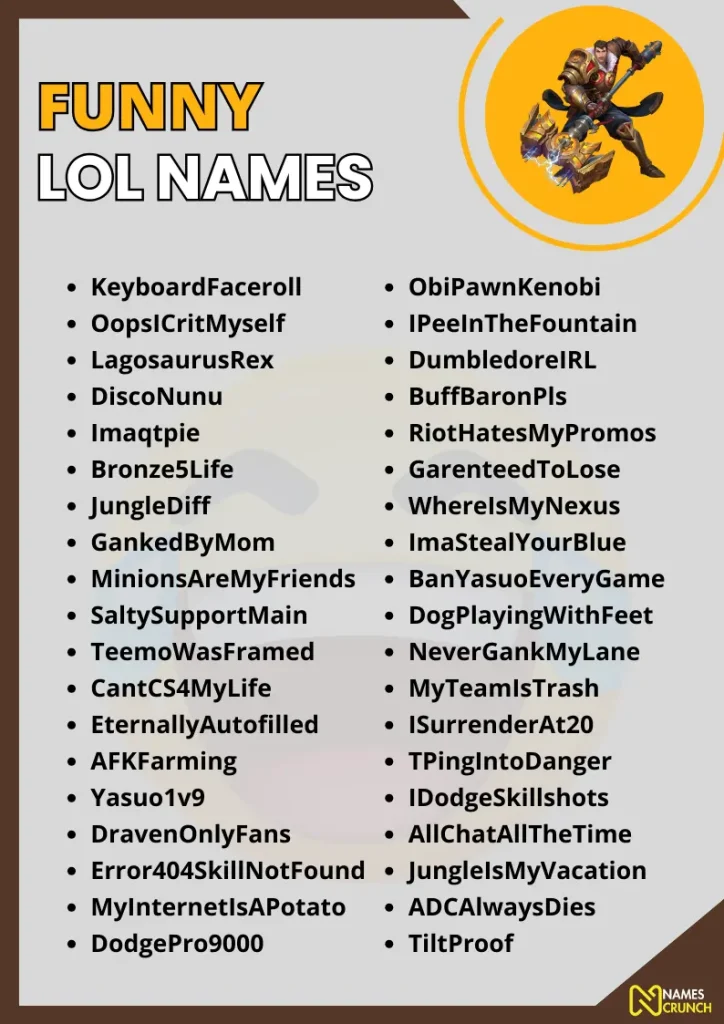 Funny LOL Names infographic