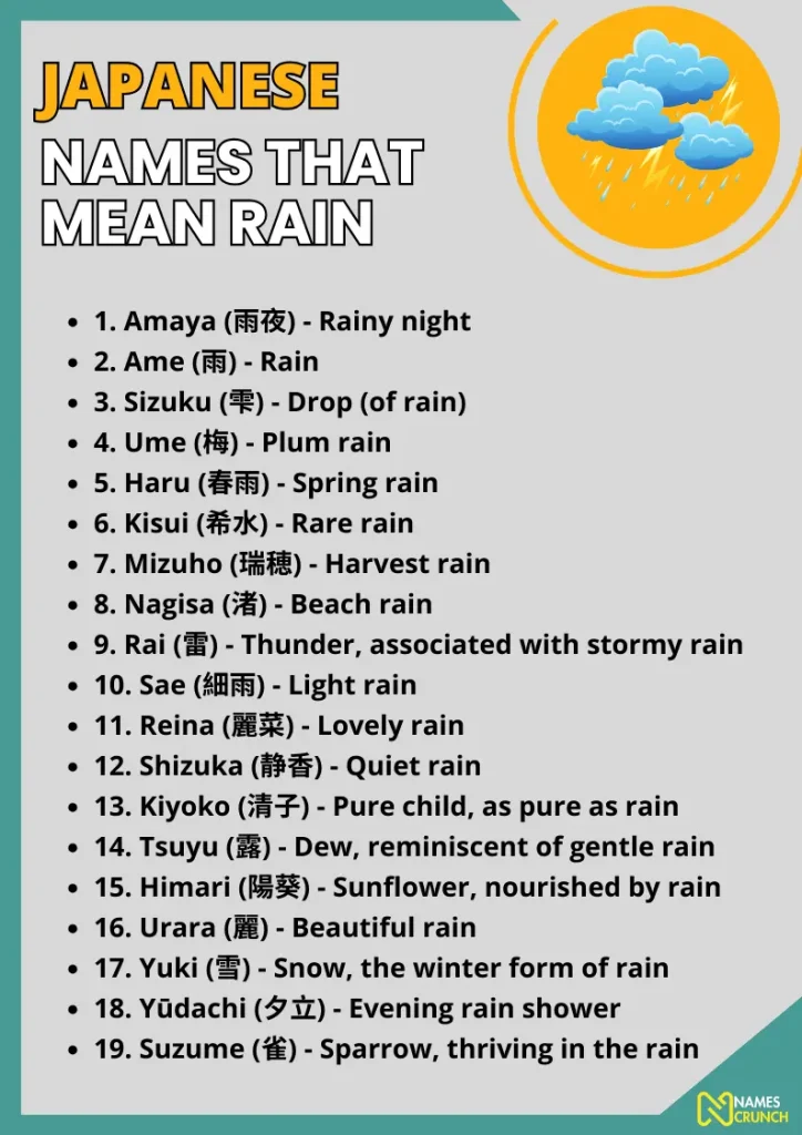Japanese Names That Mean Rain infographic