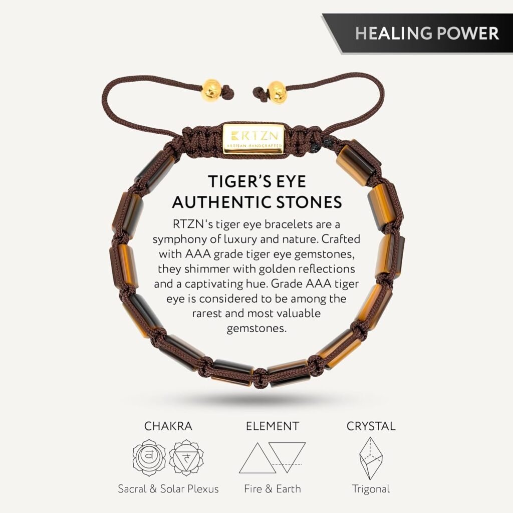 Tigers Eye Bracelet for Men – Premium Artisan Handcrafted Golden Brown Bead Bracelets