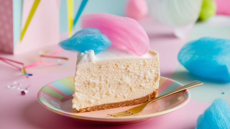 Fluffy No-Bake Cotton Candy Cheesecake