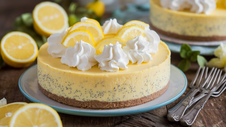 Refreshing No-Bake Lemon Poppy Seed Cheesecake