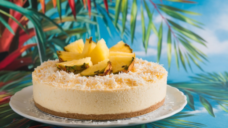 Tropical No-Bake Pineapple Coconut Cheesecake