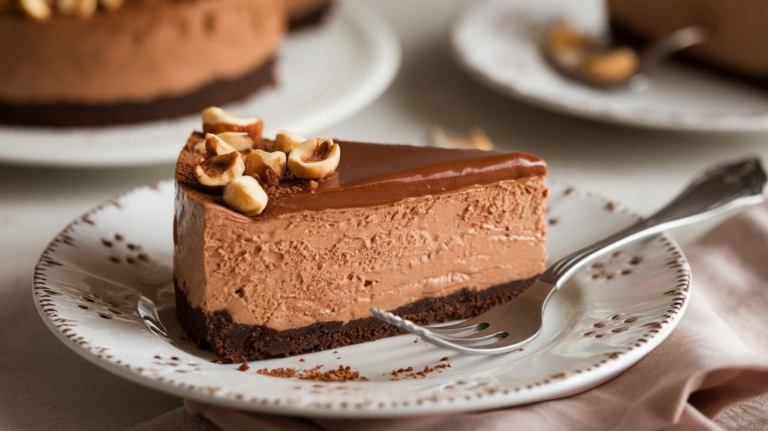 Creamy No-Bake Hazelnut Mocha Cheesecake