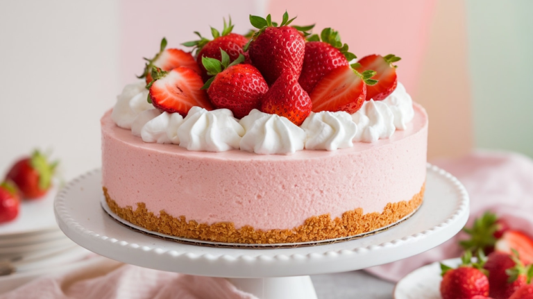 No-Bake Strawberry Shortcake Cheesecake