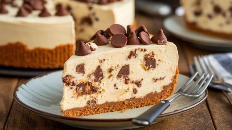 Decadent No-Bake Chocolate Chip Cookie Dough Cheesecake