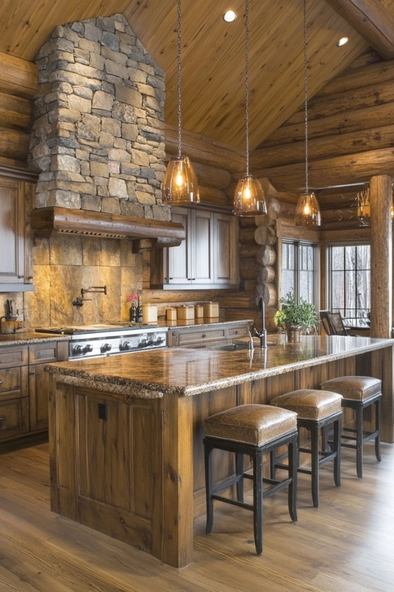 29 Log Home Kitchens with Rustic Designs and Modern Conveniences