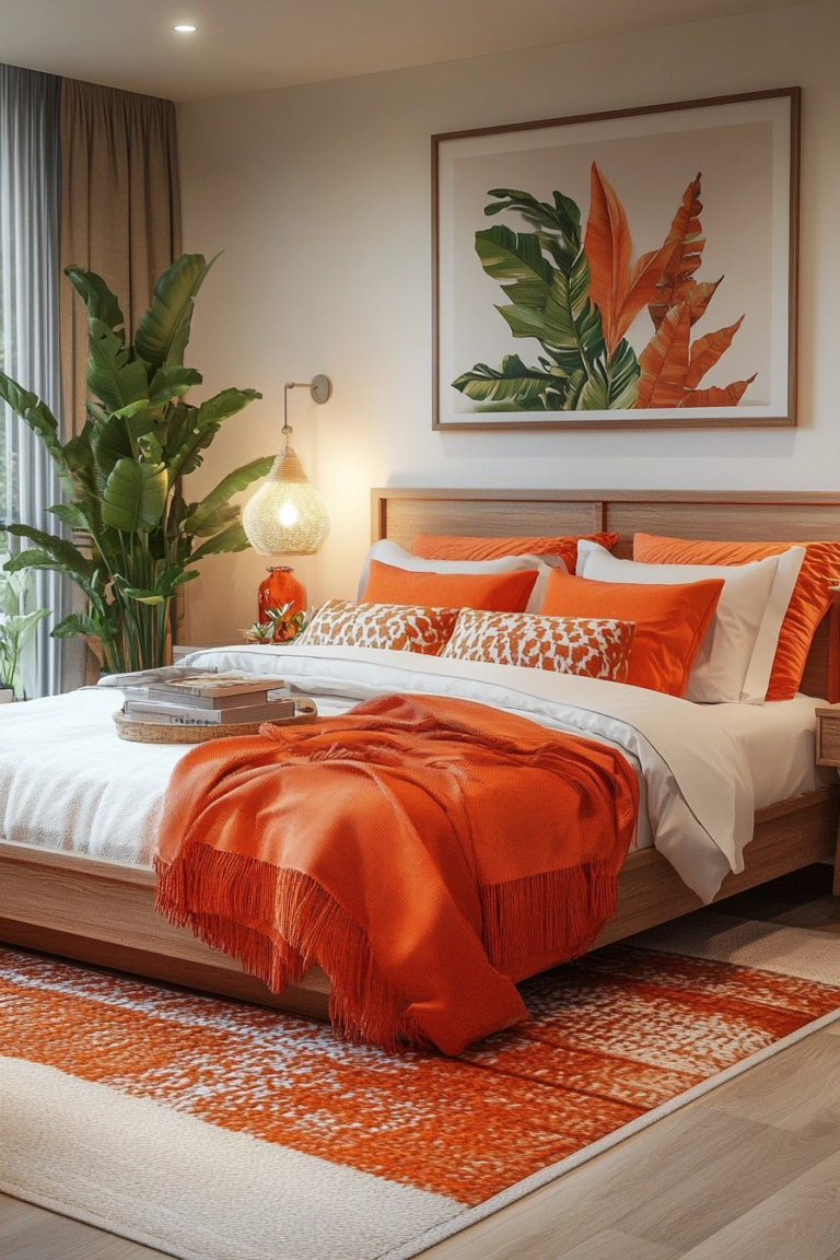 29 Orange Boho Bedroom Ideas to Infuse Warmth and Color